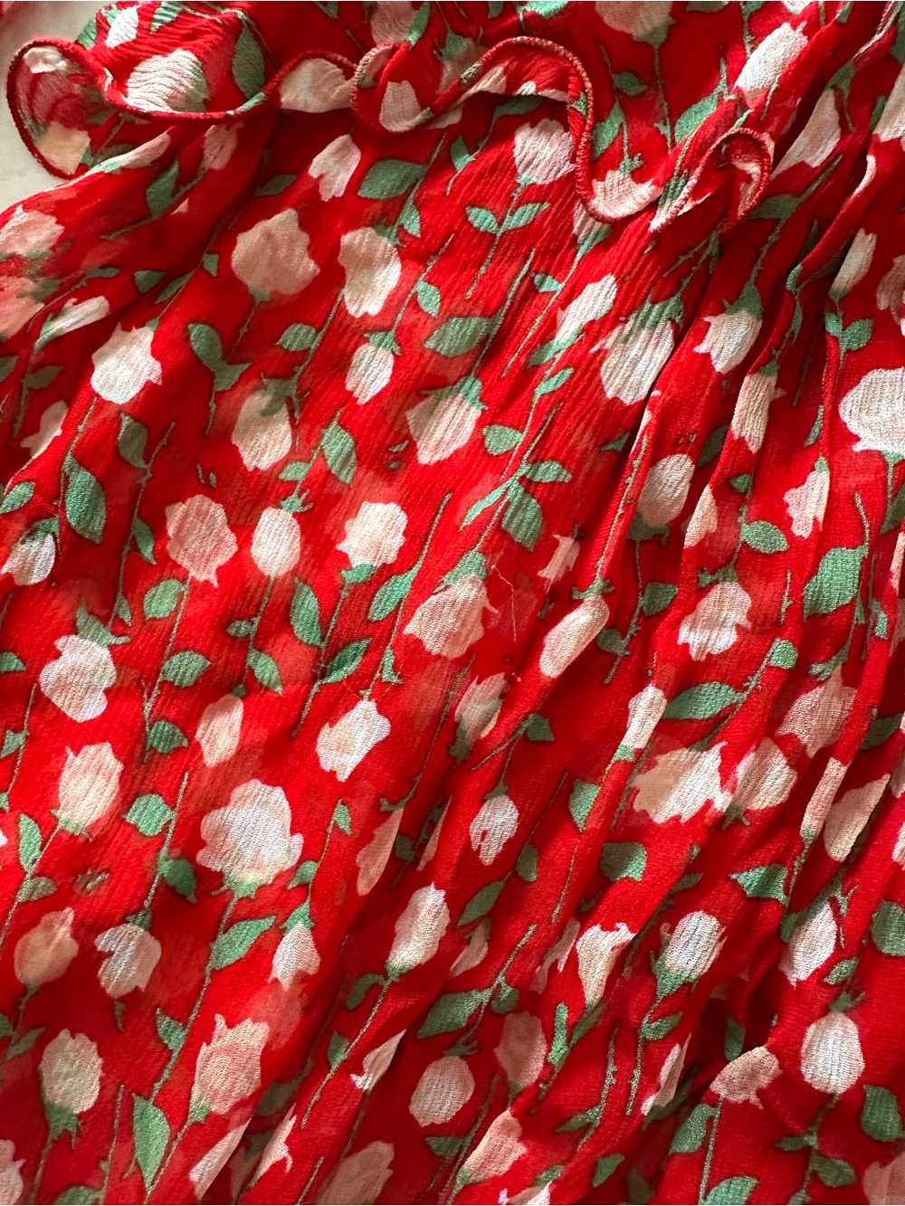 The Kooples Rosa Rosa Red Floral Sheer Dress Size M (2) - Picture 12 of 14
